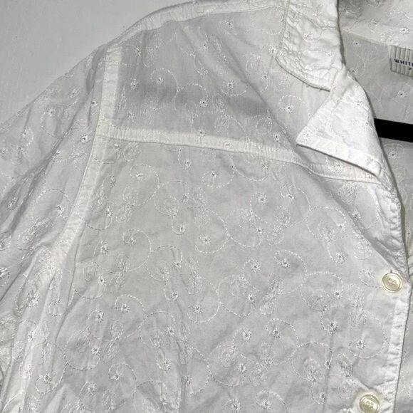 White Stag Plus Size 18W/20W Embroidered White Cotton Short Sleeve Button-Up Shi - Picture 3 of 10
